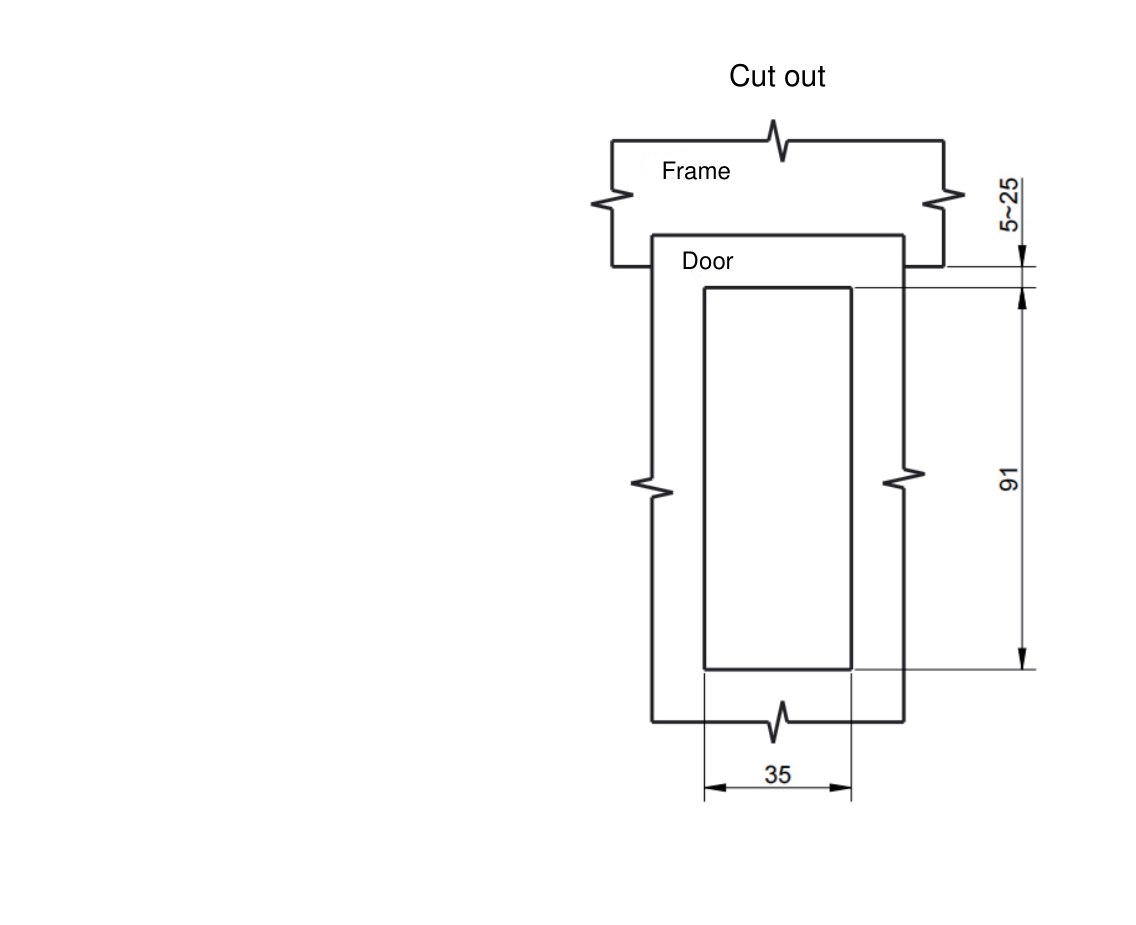 MP718-4C lever compression latch cut out drawing