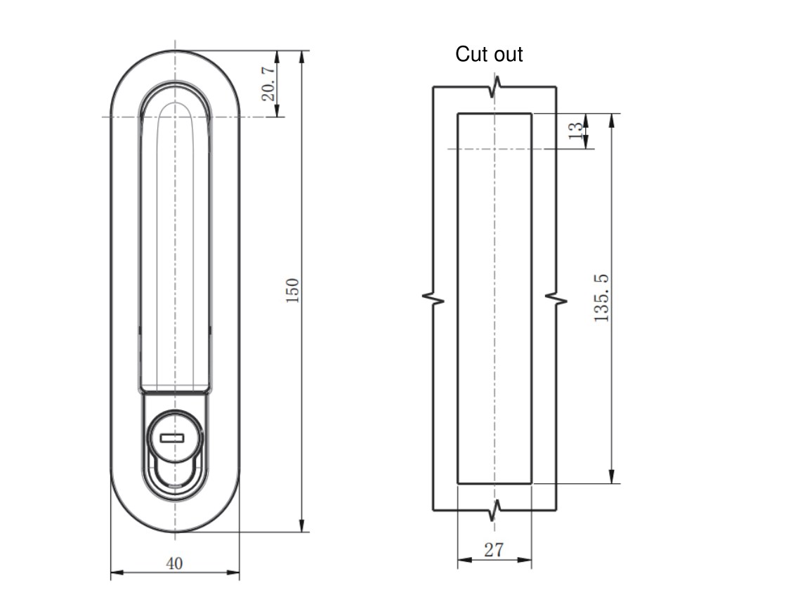 MP818-2C dimension drawing and cut out