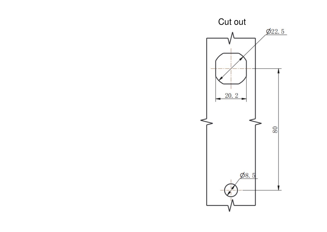MP860-1B SUS304 swing handle lock cut out drawing
