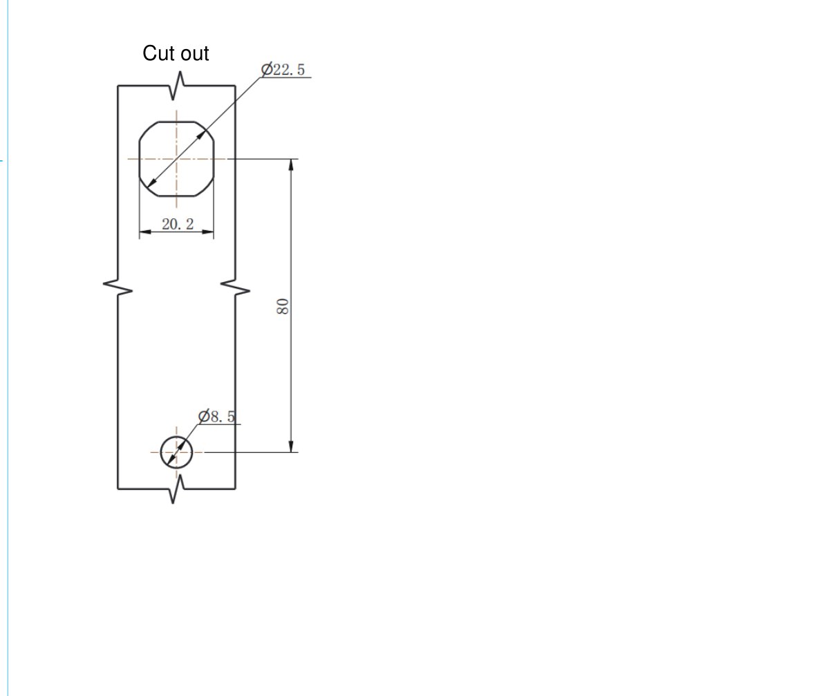 MP860-2 MP860-2S Adjustable Depth Swing Handle Lock with Padlock Loop cut out drawing