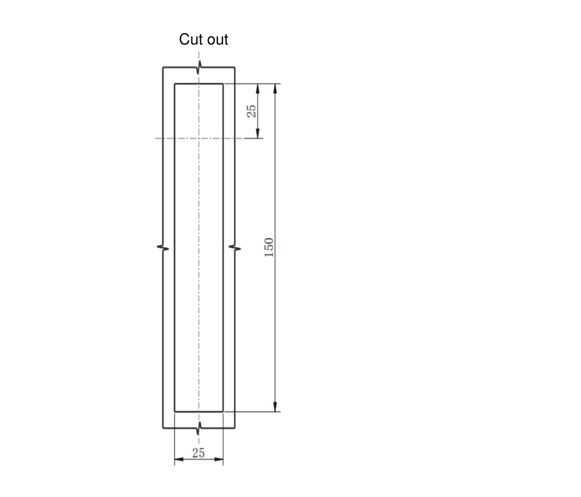 MP861-2 lift up swing handle lock cut out drawing