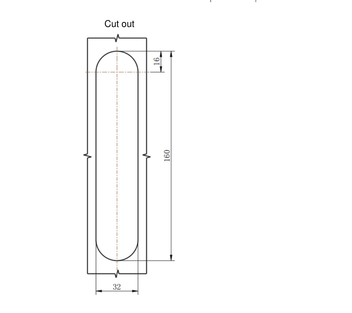 MP864-4 IP65 waterproof swing handle lock cut out drawing