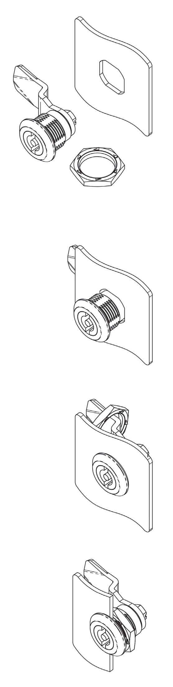 MY705 cam lock installation instruction diagram