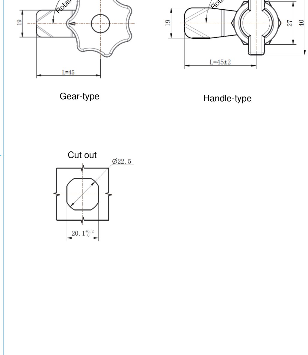 MY714-2 Handle Type Cam Lock dimension drawing