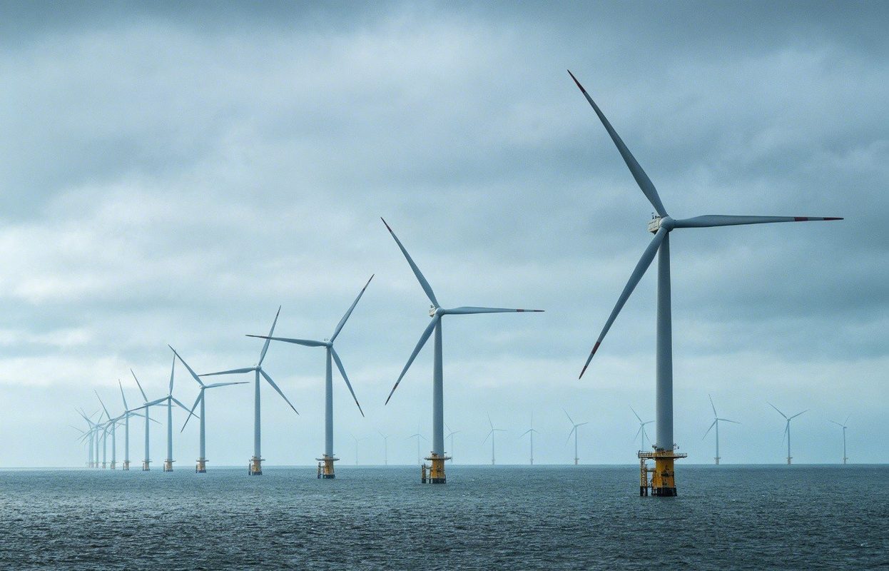 Offshore wind farm in the North Sea — industrial enclosure hardware must withstand salt spray and harsh maritime conditions
