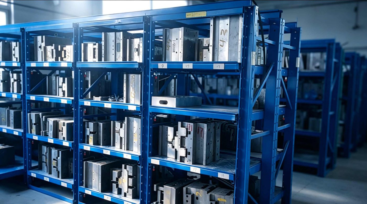 Reaking factory mold storage — in-house die-casting and stamping tooling for industrial cabinet lock manufacturing