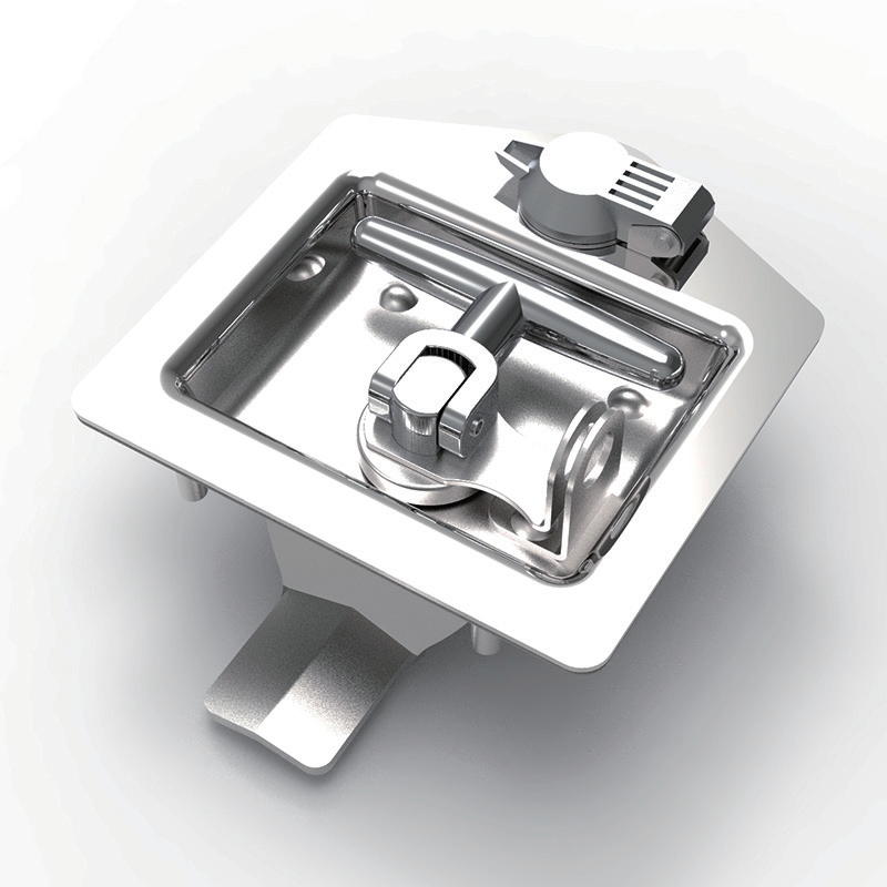 Recessed flush mount panel lock for RV and industrial equipment cabinet