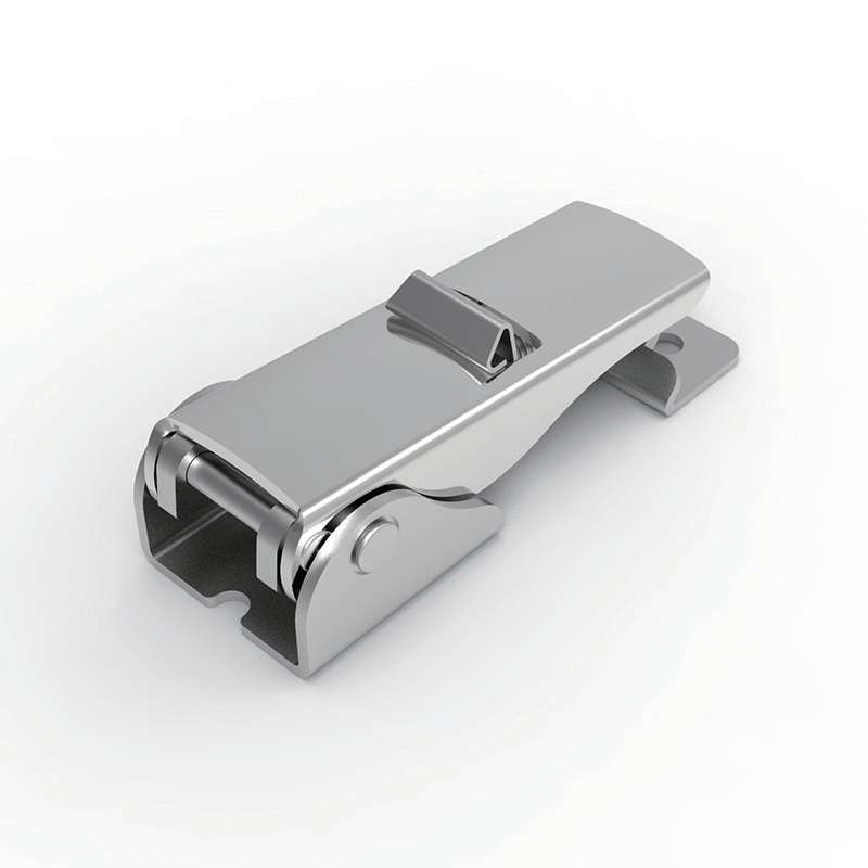 Stainless steel spring draw toggle latch for vibration resistant cabinet case